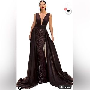 Tarik Ediz evening gown, Brown, Size 18